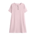 thumbnail image 6 of QUNYINEY Midi Women Summer Dresses Short Sleeve Striped Casual T-Shirt Dress Crew Neck with Pockets Button Loose Fit Dresses, 6 of 6