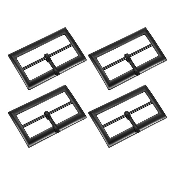4Pack Belt Buckle, 1.77" Single Prong Rectangle Centre Bar Buckles, Matte Black