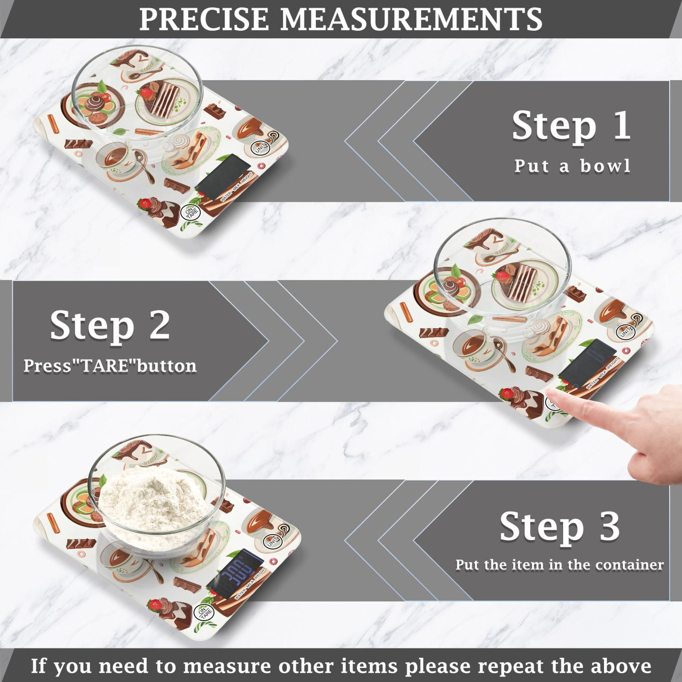 Coffee Tea Cups Cakes Leaves Food Scale Digital Kitchen Scale Waterproof Tempered Glass Tare Function 11 lb for Baking Cooking Meal Prep