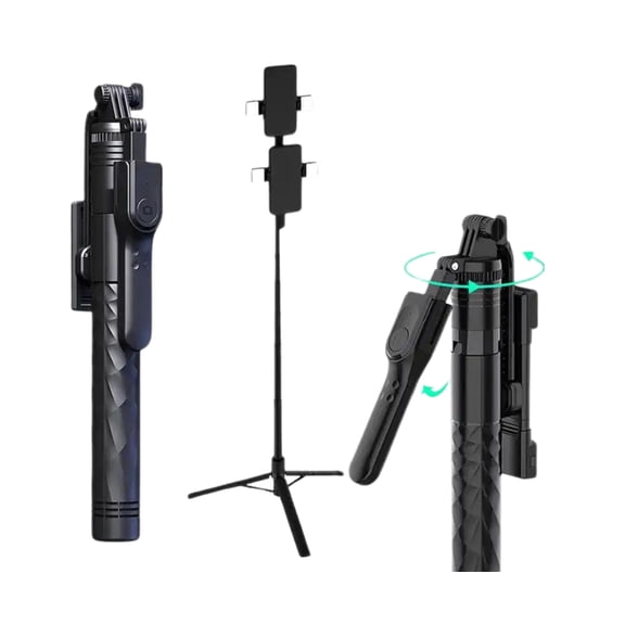 DJJD 68.9" Selfie Stick Tripod, 360° Rotation Travel Selfie Stick Remote Control and 1/4” Screw, Aluminum Phone Tripod Holder for Selfie, Recording, Vlogging (Black)