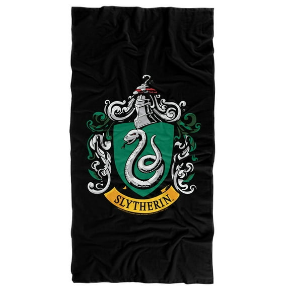 Harry Potter Slytherin Crest Black Officially Licensed Beach Towel 30' X 60'