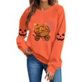 thumbnail image 3 of Women's Fall Clothes Sweatshirt Halloween Graphic Pullover Tops Crewneck Long Sleeve Casual Shirts Vintage Pumpkin Print Outerwear for Festival Party, 3 of 7
