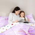 thumbnail image 4 of Manfei Light Purple Bow Twin Comforter Sets,Girls Personalized Letter A Bedding Set,Polkadot Reversible,2pcs,1 Comforter and 1 Pillowcase, 4 of 7