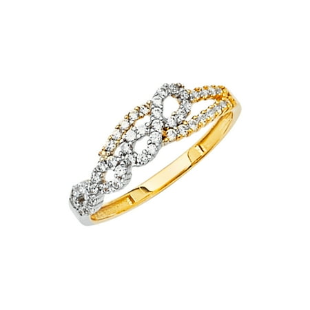 14k Yellow Gold Gemstone Ring - FB Jewels 14K Yellow Gold Fancy Cubic Zirconia CZ Ring / Set Size 5.5