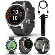 Garmin fenix 7S Pro Solar 42 mm Multisport GPS Smartwatch, Built-in Flashlight, Graphite with Wearable4U Power Bank Bundle