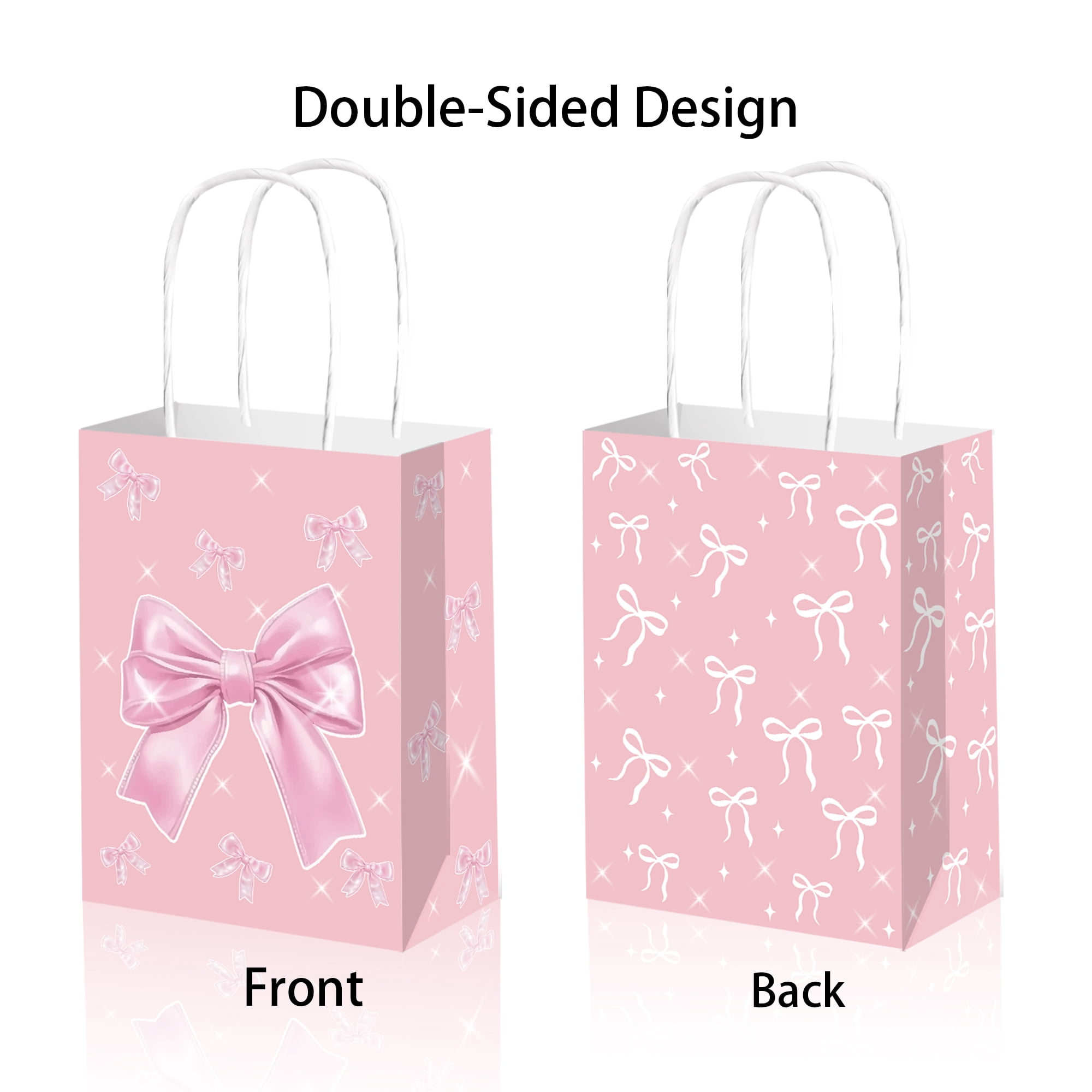 30Pcs Cherry & Pink Bow Party Favor Bags - Sweet Candy Treat Bags For Birthday, Wedding, Baby Shower