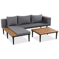 thumbnail image 5 of Luxury Patio Furniture Set with Removable Cushions and Coffee Table, L-Shaped Acacia Wood Sofa with Side table, Outdoor Conversation Sectional Sofa for Backyard, Porch (Gray), 5 of 12