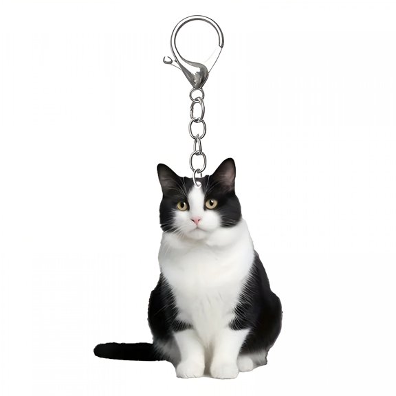 GASTROPOD Cat Keychain Double Sided - 2D Flat Acrylic Pet Hanging Decoration, Lifelike Cat Keyring Accessories for Car Mirror, Window, Backpacks