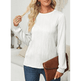 thumbnail image 2 of WQD Womens Long Sleeve Shirts Casual Textured Crewneck Tops Solid Tees Trendy T Shirts Casual Outfits Loose Dressy Fit Blouses Fashion Pullover Fall Spring Winter, 2 of 8