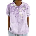 thumbnail image 2 of Fiudx Liquidación de Ofertas Flash Camiseta Holgada Informal con Estampado para Mujer, Tops de Manga Corta con Cuello de Muñeca, Blusa Bonita y de Lino, 2 of 4