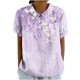 thumbnail image 1 of Blusas de Manga Corta para las Mujeres Cuello de Muñeca Lindo Lino Algodón, Impreso Suelto Camiseta para el Uso Casual, Diario Y de Verano, 1 of 8