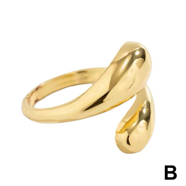 Anillo irregular con forma de gota de agua, transfronterizo europeo y americano, nuevo, abierto, ajustable, liso, con cuerda cruzada.