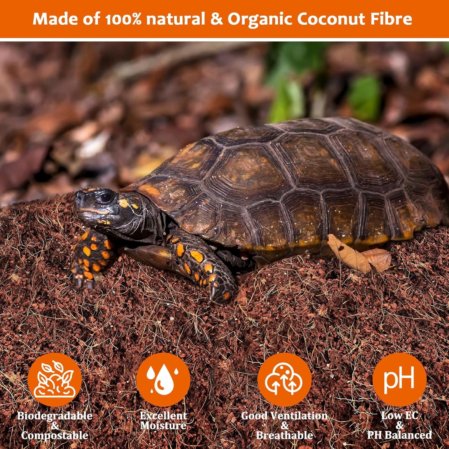 2 Pack Natural Coconut Fiber Substrate for Reptile- Premium Compressed Coconut Husk Terrarium Bedding for Reptile, Tortoise, Frogs, Snakes Hermit Crabs, Burrowing Animals