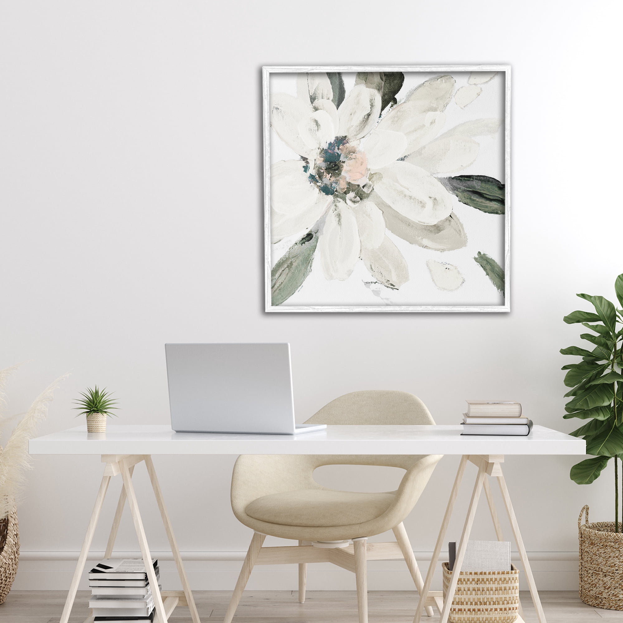 Stupell Industries Naturally Blooming White Flower White Framed Giclee Art, design by Lanie Loreth