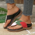 thumbnail image 4 of Rokment Women's Orthopedic Wedge Walking Flip Flops Boho Beach Vintage Casual Color Block Leather Arch Support Platform Chunky High Heel Dress Slippers Backless Sandals Black Size 6.5, 4 of 7