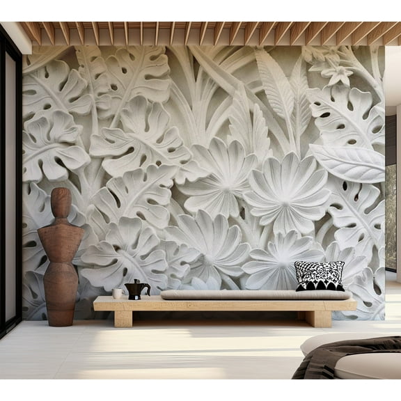 Tiptophomedecor Abstract Wallpaper Wall Mural - Alabaster Garden