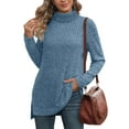 thumbnail image 5 of Fewfanhot Fall Sweaters for Women Tunic Tops Turtleneck Long Sleeve Shirts Oversized Fall Sweaters Side Split Sweater Blouse, 5 of 6