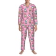 thumbnail image 3 of Hirioo pink Holiday Joy for Men's Pajama Sets 2 Piece Pjs Men's Long-Sleeved Pajama Set Button Down Sleepwear,S-XXL-Small, 3 of 7