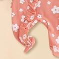 thumbnail image 5 of Zanarzt Cotton Romper Baby Girl Newborn Baby Girl Fall Spring Outfit Romper Footies Waffle Bow Jumpsuit Ruffle Trim Infant Clothes Orange,3-6 Months, 5 of 7
