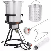 Barton 30QT Aluminum Turkey Deep Fryer Pot Boiling Seafood Cajun Lid Gas Stove Burner Stand Injector Thermometer