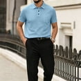 thumbnail image 3 of Capri Polo Shirts Men Ultra Comfortable Polo Shirt Textured Breathable Refreshing Casual Polo Shirts，2XL, 3 of 7