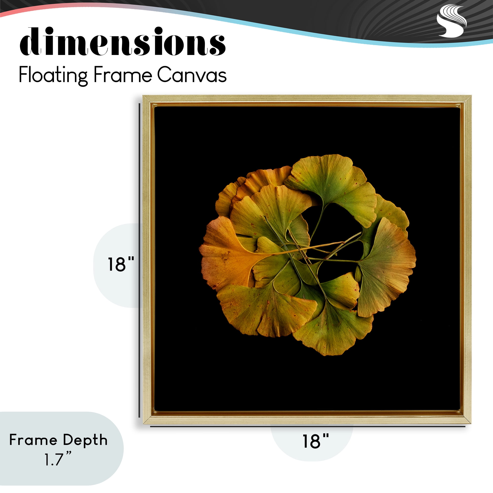 Stupell Industries Overlapping Ginkgo Leaves Gold Framed Floater Canvas Wall Art, design by Beth Adoette