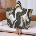 thumbnail image 5 of Black Marble Gold Wave Pattern Hooded Bath Towel，50"x30" for Ages 3 To 12 Kids, Quick Dry Lightweight Soft Microfiber Hood Beach Towel Cover Up for Kids, 5 of 7