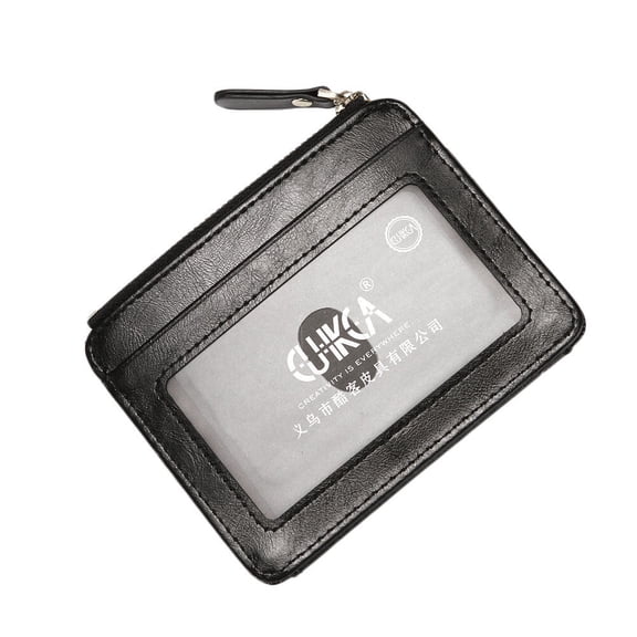 EXHUMKY Men's Black Zipper Purse Wallet, Multifunctional Large Capacity Money and Card Storage