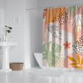 thumbnail image 3 of Extra Long Boho Shower Curtain 72x84 Inches - Vintage Floral & Tropical Leaves Pattern, Waterproof Bohemian Bathroom Decor with 12 Hooks, Tribal Rustic Style, 3 of 5