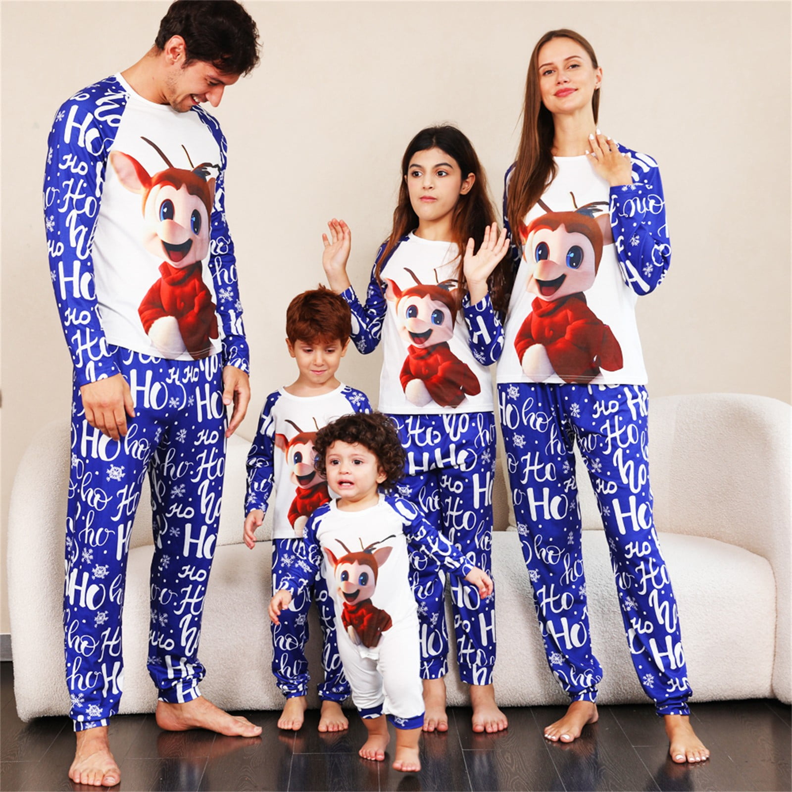 Family Christmas Pajamas Matching Sets Ho HO HO Snowflake Matching Family Outfits Skin friendly Christmas Pjs for Family Celebrate the Holidays in