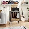 thumbnail image 5 of Record Player Stand with Nesting Vinyl Storage Crate, Record Player Table with a Drawer and Solid Wood Legs, Side End Table for Turntables for Living Room Bedroom, 5 of 8
