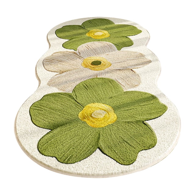 SLYNSHome Soft Runner Rugs for Bedroom,Flower Shaped Plush Fluffy Rug Shag Furry Area Rug Carpet for Living Room Home Decorative - Green