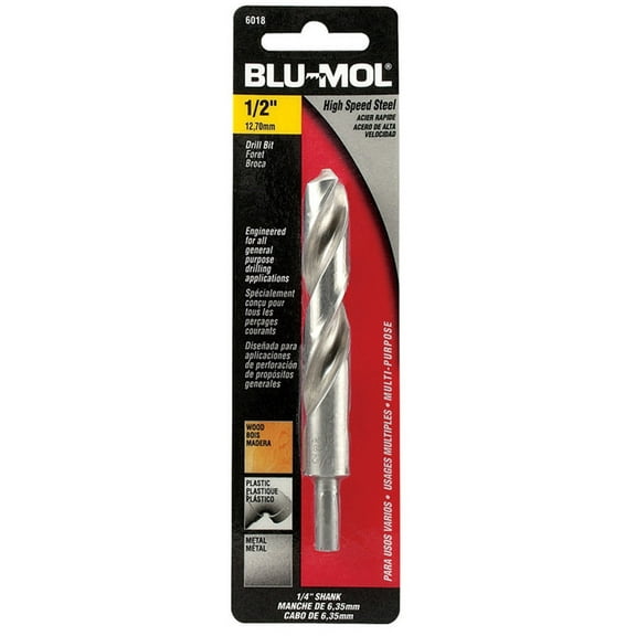Blu-Mol  1/2 in.  x 6 in. L High Speed Steel  Drill Bit  1 pc.