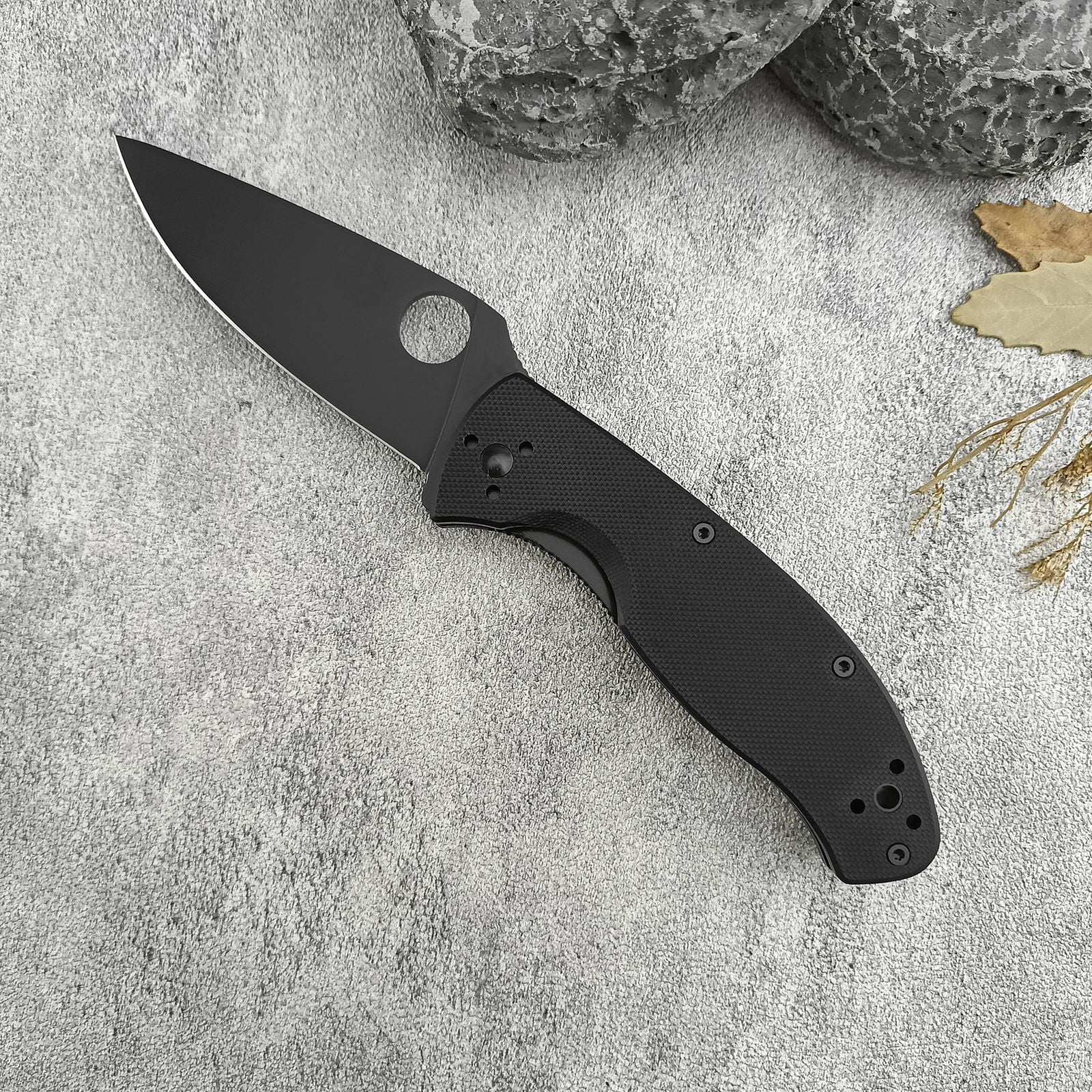 7.68’ Folding Pocket Knife with 8Cr13Mov Blade and Durable Black G-10 Handle