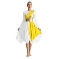 thumbnail image 3 of Sholeno Women 2 Piece Praise Dance Outfits Long Sleeve Dress with Wide Leg Pants Worship Dancewear Yellow M, 3 of 7