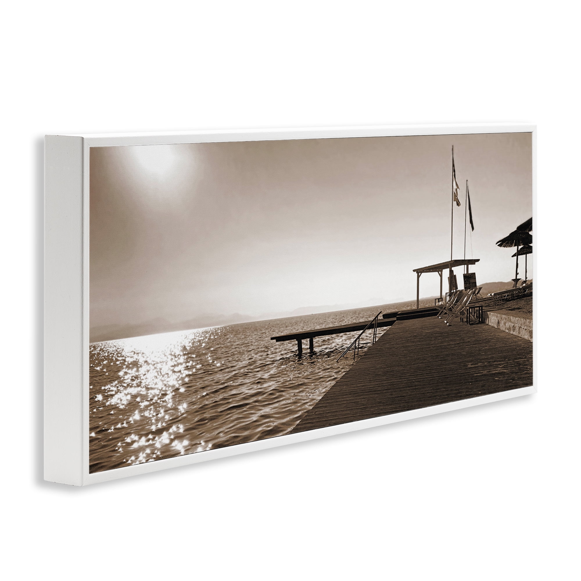 Stupell Industries On Deck Summer Scene Coastal Photography White Framed Art Print Wall Art, 24 x 10