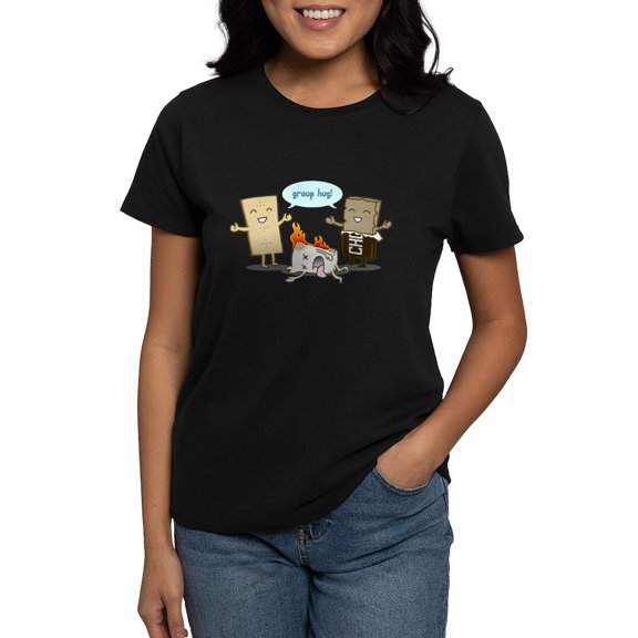 CafePress - Flaming Marshmallow Group Hug! T Shirt - Women's Traditional Fit Dark T-Shirt