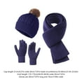 thumbnail image 3 of Winter Hat Beanie Long Scarf Gloves Set, 3Pcs Soft Solid Color Knitted Gloves Cap Scarf Set for Women Men (Navy), 3 of 6