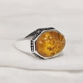 thumbnail image 2 of Baltic Amber Mans Ring, Natural Baltic Amber ring, Silver Jewelry, 925 Silver Ring, Birthday Gift, Heavy Mens Ring, Arabic Design, Ottoman Style Ring, Christmas, Turkey Mens Signet Ring, 2 of 5