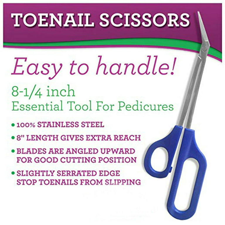 2 PACK Long Handle Toenail Clippers Scissors for Seniors,Toe Nail Cuticle  Scissors Clippers Toenail Cutter Stainless Steel Scissors for Pregnant Women