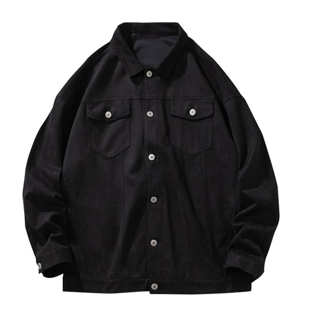 Camisas Para Hombre Manga Corta Camisa Retro de manga larga para playa y vacaciones al libre con solapa de Color sólido informal de un solo botón de otoño e invierno para hombre (Black, 4XL)