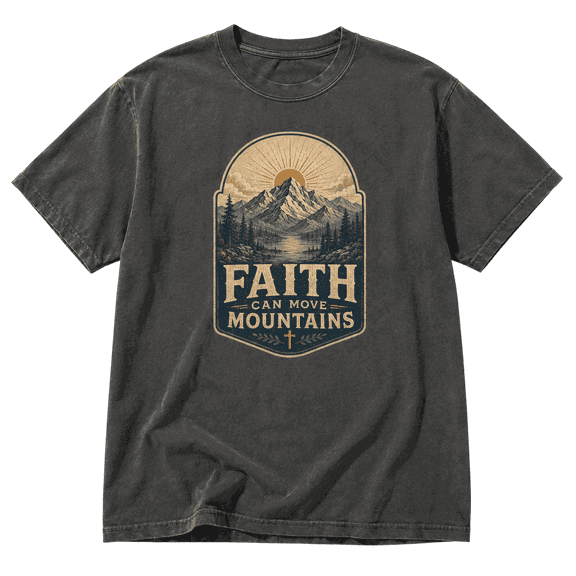 Lotusprint LLC Mountain Faith Christian Classic Unisex T-Shirt Comfort, Vintage Scenic Religious Tee