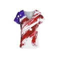 thumbnail image 2 of KVMeteor Womens American Flag Print Tops Short Sleeve V Neck T Shirt Tunic Top, 2 of 4