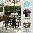 thumbnail image 3 of Martha Stewart 7-Piece Indoor-Outdoor Dining Set with 6 Stackable Dining Chairs and 60" Patio Table with Engineered Wood Top in Brown Rattan Wicker, 3 of 11