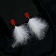 thumbnail image 6 of Fashion Feather Earrings Long Dangle Earrings Jewelry for Lady Women (White), 6 of 7