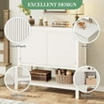 thumbnail image 5 of Garvee Farmhouse Console Table with Storage - 2 Fluted Door Cabinet, Entryway Sofa Table & Buffet Sideboard for Living Room, Dining Room & Hallway - Rustic White Wooden Shelf & Cabinet, 5 of 8