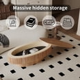 thumbnail image 4 of 47" Oval Coffee Table with Storage, Fluted Modern Coffee Table with Hidden Storage, Wood Veneer Center Table for Living Room, Natural, 4 of 9