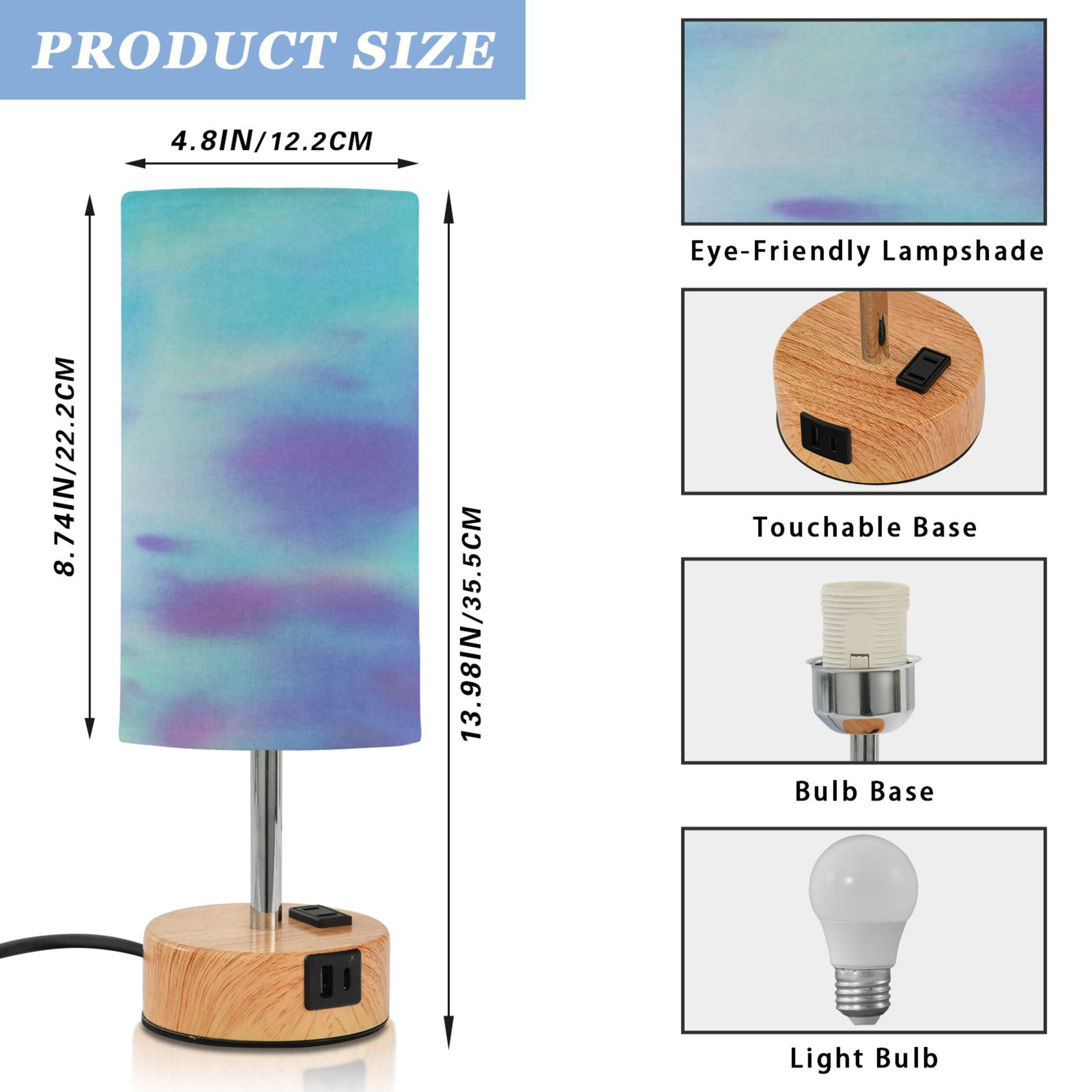 Touch-Control 3-Color Desk Lamp with Plug – Energy-Saving LED + 3 Simultaneous Charging Ports Gradient Tie-dye