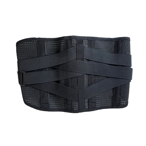 Pull Lumbar Brace Compresión ajustable Back Brace Cinturón de soporte lumbar, negro, talla L