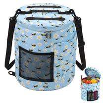 TSV Knitting Bag, Large Capacity Yarn Storage Bag, Knitting Crochet Tote Bag, Portable Crochet Organizer for Crocheting Project, Store Skein Ball, Knitting Needle, Blue